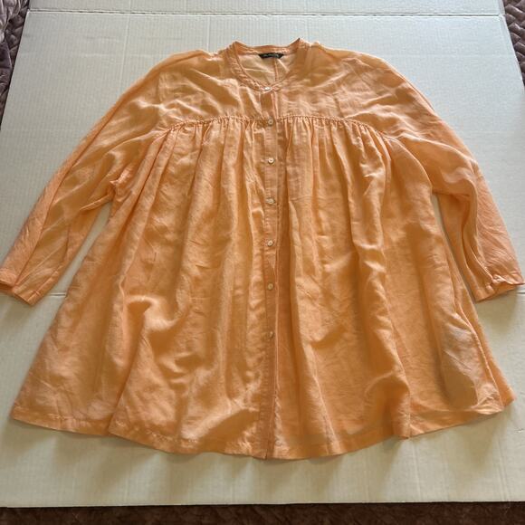 Massimo Dutti Blouse Women’s Size Large Orange Cotton Silk Blend Top Lagan Look - Picture 3 of 10